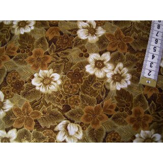 Reststück mit goldfarben umrandeten Blumen Weihnachtsstoff  90 x 140cm