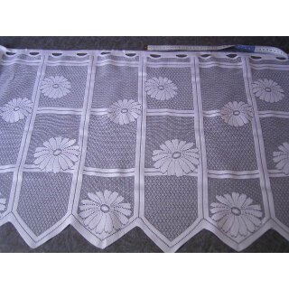 Scheibengardinenstoff mit Blumen weiß 52cm hoch