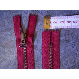 Reißverschluss rot 12cm YKK METALL altmessing