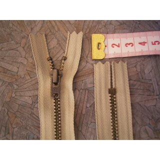 Reißverschluss beige 12cm YKK METALL altmessing