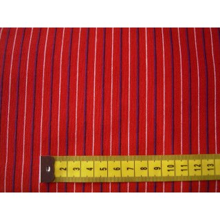 Reststück Baumwollstoff Siamosen rot weiß blau schwarzen Streifen 80x90cm
