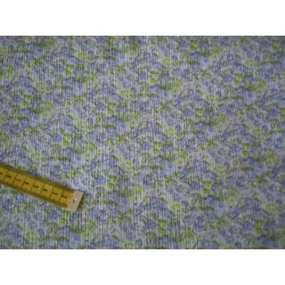 Stoff natur mit grünen blauen Blümchen  leicht crash