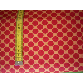 Reststück 60x140cm Baumwollstoff orange mit roten Punkten