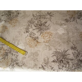 Tunikastoff beige mit Blumen Meterware