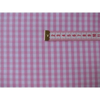 Reststück 140x148cm Baumwollstoff rosa weiß kariert ca.5mm durchgewebt