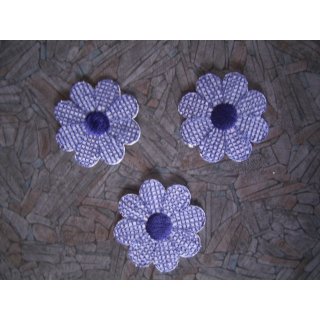 Bügelbild Blume Blüte blau weiß kariert