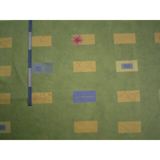 Reststück  Baumwollstoff grün mit Muster 350 x140cm