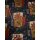 Reststück Gardinenstoff petrol-terra Töne Blumen 400 x 140cm