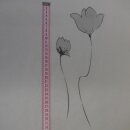 Gardinen Voilestoff weiß mit grauen Blumen