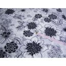 Reststück 60x140cm Stoff weiß mit schwarzen...