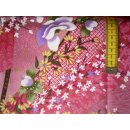 Reststück Baumwollstoff rosa mit Blumen 120 x 110cm