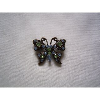 Metallbrosche - Brosche - bronzefarbenen Schmetterling mit Strass