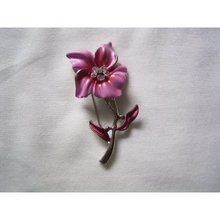 Brosche - Metallbrosche Anstecknadel Blume und einer pinkfarbenen Blüte
