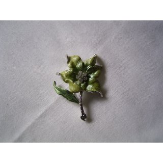 Brosche - Metallbrosche Anstecknadel Blume und einer grünen Blüte
