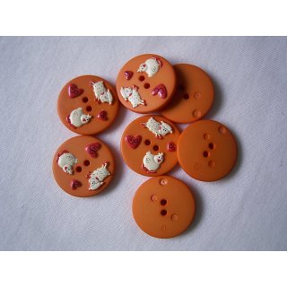 Knopf orange Tiermotive 25mm Mantel Jackenknopf