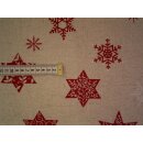 Reststück Weihnachtsstoff natur mit Sterne in rot...
