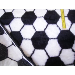 Reststück Plüschstoff schwarz weiß Fußball 35 x 140cm
