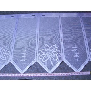 Scheibengardinenstoff mit Spitze Blumen weiß 50cm hoch