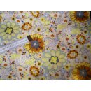 Reststück Bizzkidsstoff natur mit Blumen 100 x 140cm