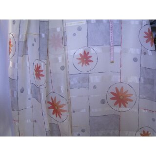 Gardinen Dekostoff transparent gestreift Karo und Blumen