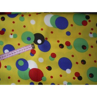 Reststück Stoff gelb mit Kreise Flower Power 120 x 140cm