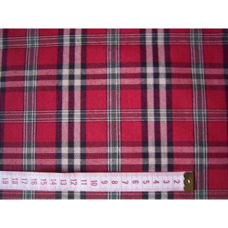 Reststück Kissenstoff rot schwarz grün beige kariert 65 x 280cm