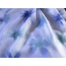 Gardinen Dekostoff weiß Blumen in blau und türkis