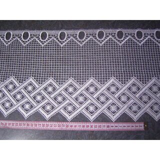 Reststück 100cm Scheibengardinenstoff natur mit Muster 25cm hoch