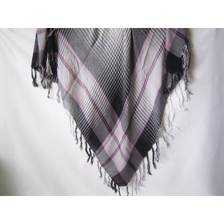 Tuch Halstuch weiß schwarz grau pink kariert Schal mit Quasten