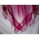 Tuch Halstuch pink natur blau kariert Schal mit Quasten