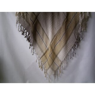 Tuch Halstuch braun natur beige kariert Schal mit Quasten