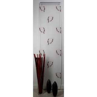 Schiebevorhang weiß mit Shirleymuster rot natur 60x180cm