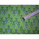 Reststück 100x140cm Baumwolljersey grün mit Blumen