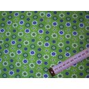 Reststück 100x140cm Baumwolljersey grün mit Blumen