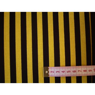 Reststück Baumwollstoff gelb schwarz gestreift 50 x 140cm