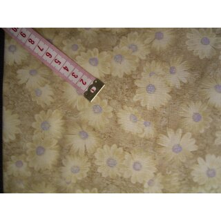 Reststück Baumwollstoff beige mit Blumen 110x110cm