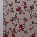Tischläufer 46 x 135cm natur meliert mit Rosen in rot