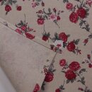 Tischläufer 46 x 135cm natur meliert mit Rosen in rot