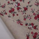 Tischläufer 46 x 135cm natur meliert mit Rosen in rot