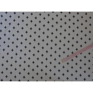 Jerseystoff weiß mit kleines Kreuz versetzt in schwarz