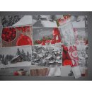 Tischläufer rot grau mit Schnee, Weihnachtsmotiven 40x156cm