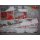Tischläufer grau rot mit Schnee, Weihnachtsmotiven 45x135cm