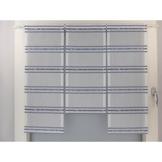 Miniflächen-Set weiß blau quer gestreift Scheibengardine