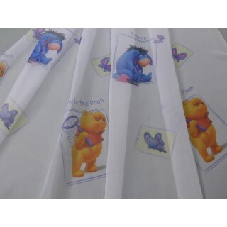 Gardinenstoff Winnie Pooh weiß und Motiven Meterware