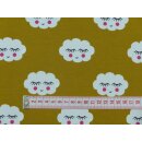 Reststück 60x140cm Wolkengesicht curry Baumwolljersey