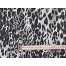 Viskosejersey grau Leopard