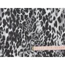 Viskosejersey grau Leopard