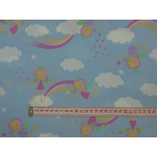 Fee Wolken pink hellblau Baumwolle
