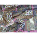 Paisley  pink gelb dunkelblau Patchwork Chiffon