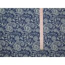 Kurzstück 125x140cm Jeansstoff Paisley blau weiß gemustert